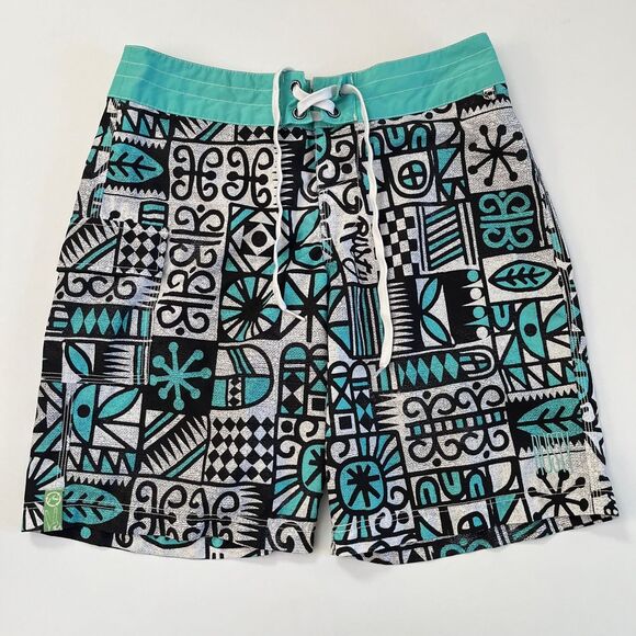 Rusty‎ Mens Teal Recycled Material Board Shorts, Rusty Mens Swimwear, Rusty 151 - Picture 1 of 12